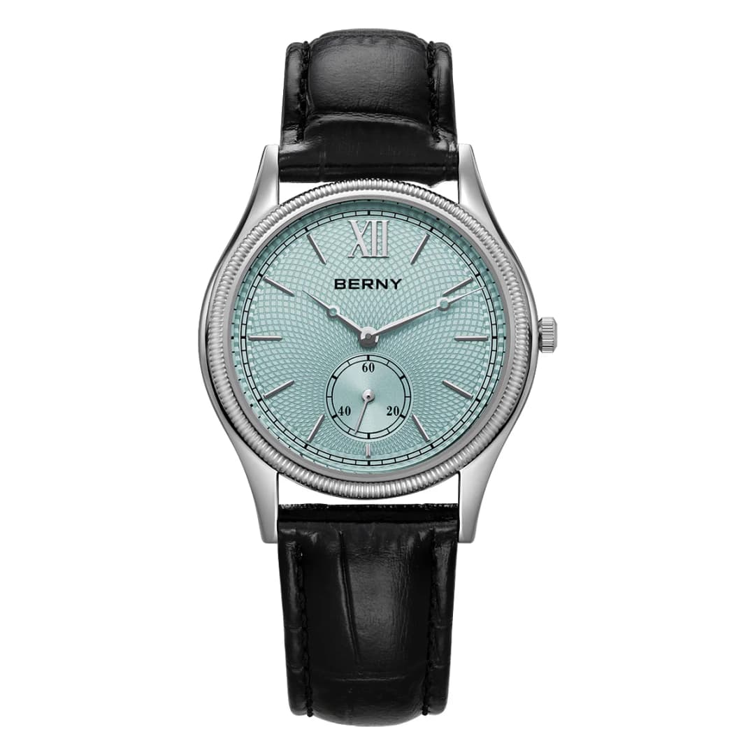 BERNY Men's Watches Ultra-Thin Luxury Classic Stylish Dress Quartz Watch Fashion Elegance Leather Band Wristwatch