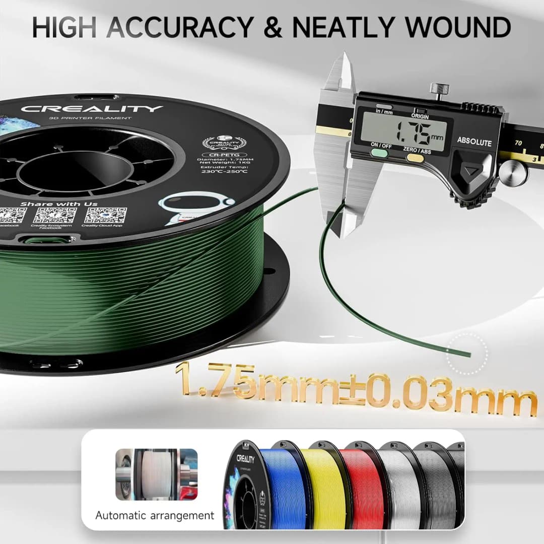 Creality PETG 1.75mm 1kg 3D Printer Filament - Low Warping, High Strength, 1kg Spool for Ender 3, CR-10 K2 Plus Combo  K1 MAX - 3