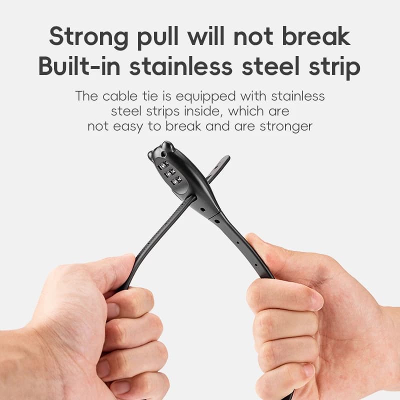 ROCKBROS Portable Bicycle Lock Cable Tie Zinc Alloy Lock Helmet Password Lock Anti-Theft Safety Freely Adjustable Rope Lock - 5