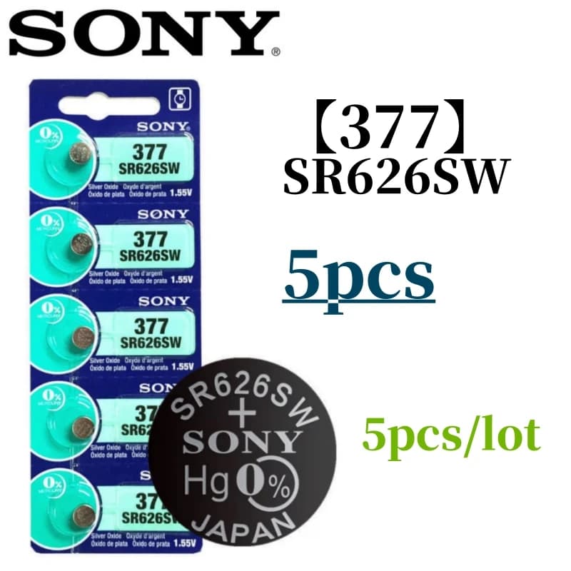 5 قطع بطاريات سوني اصلية AG4 377 SR626SW SR626 177 376 626A LR66 اوكسيد فضة لساعات ولعب وساعات حائط