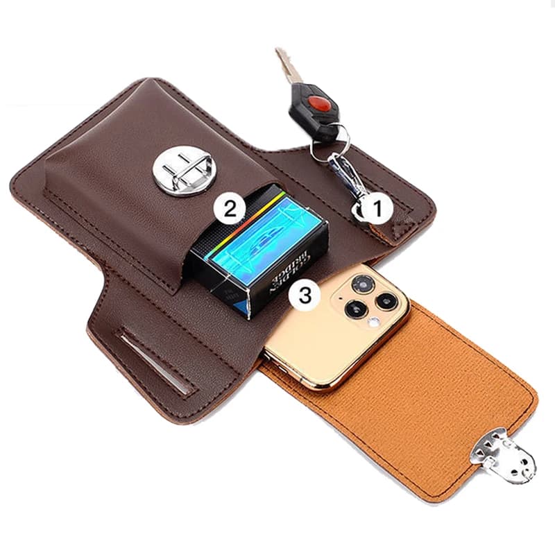 Neutral style backpack for men and women, suitable for carrying mobile phones. Comes with a waist belt for hanging keys. - 3