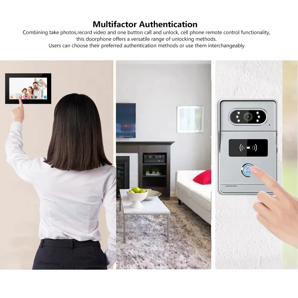 4 Wire Digital Video Intercom System 7 Inch Wireless WIFI Monitor 1080P Doorphone Camera Video Doorbell Card work with tuya app - 4