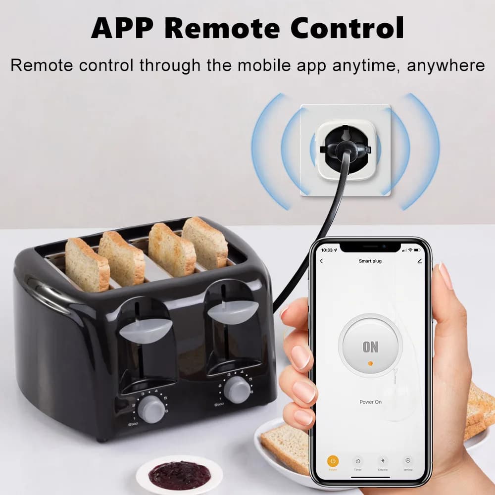 مقبس ذكي 16A Matter EU واي فاي للأجهزة المنزلية محول قابس ذكي صغير تحكم بالتطبيق مؤقت يعمل مع HomeKit Siri Alexa Google - 3