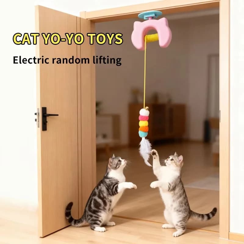 Pet Stress Relief Toys for Cats, Rechargeable Interactive Hanging Door Cat Toy, Automatic Electric Flying Bird Cat Toy for Hunt - 5