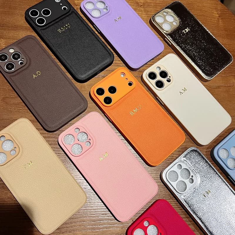 Luxury Personalized Custom Initials Gold Name Leather Case For iPhone 17 16 15 14 13 12 11 Pro Max Xs Max Shockproof Back Cover - 6