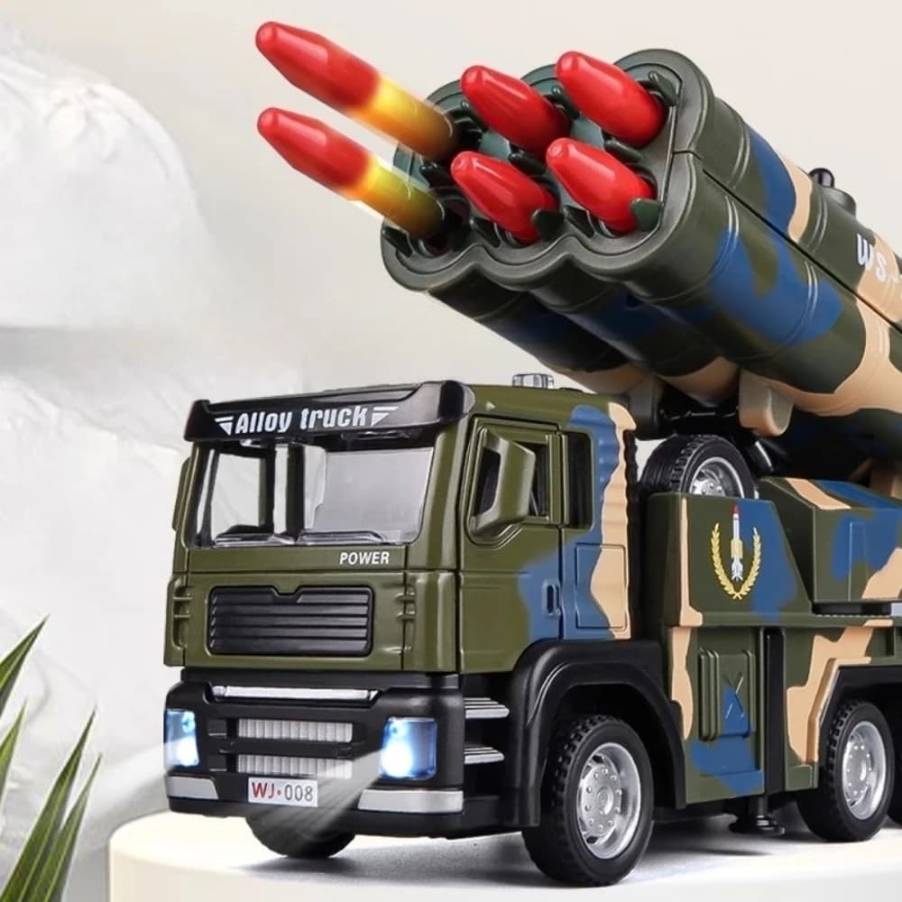 نموذج سيارة قاذفة صواريخ 1:32 لعبة سبائك مصبوبة سحب للخلف نماذج مركبات هندسية عسكرية هدايا تجميع