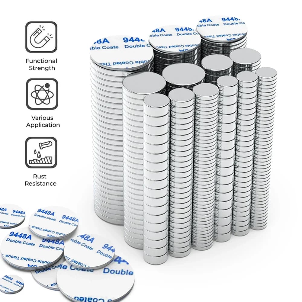 Super Powerful Magnet Neodymium With double-sided adhesive Magnet Round NdfeB N35 Strong Permanent Magnetic imanes Refrigerator - 3