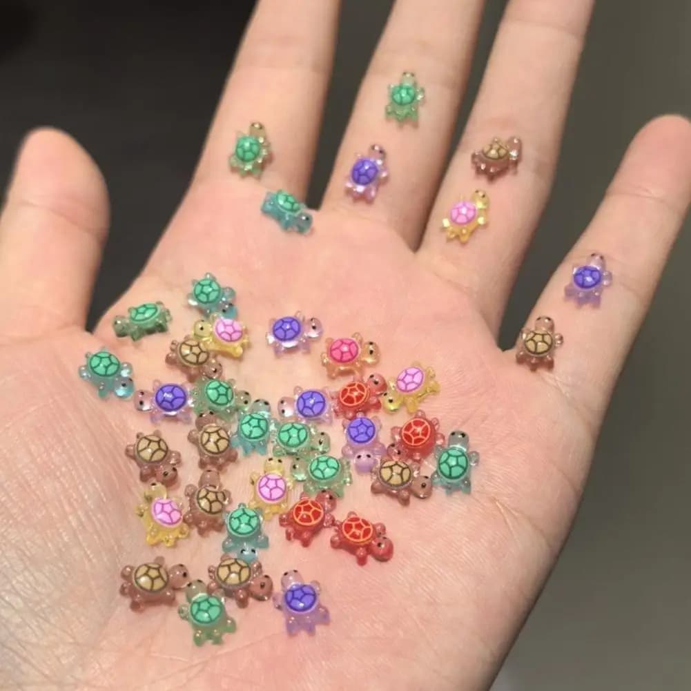 100 قطعة مختلطة مسمار الفن الراتنج الكرتون السلحفاة الصغيرة سلسلة الراين Craft بها بنفسك الحرفية لمسمار ثلاثية الأبعاد زينة المجوهرات - 6