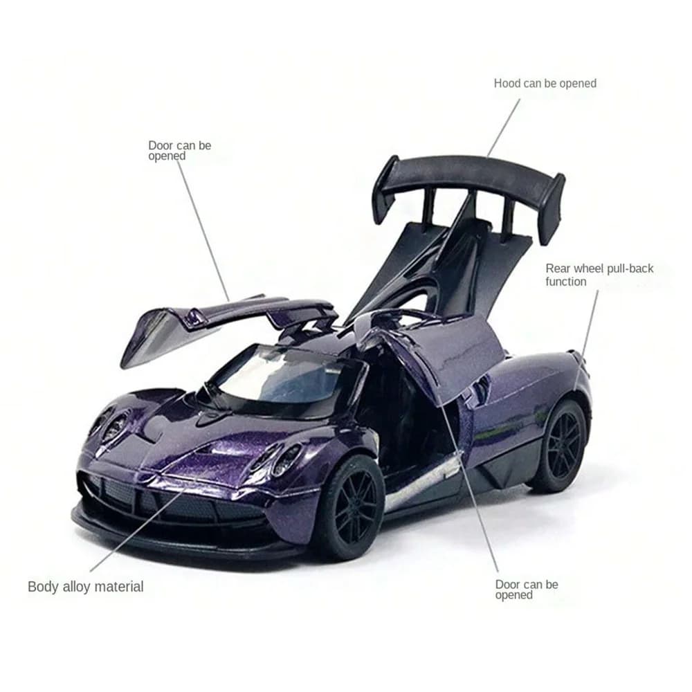 موديل سيارة رياضية محاكاة بمقياس 1:36 من سبائك معدنية مع أبواب وغطاء محرك يفتحان، هدية قابلة للجمع للشباب - 6