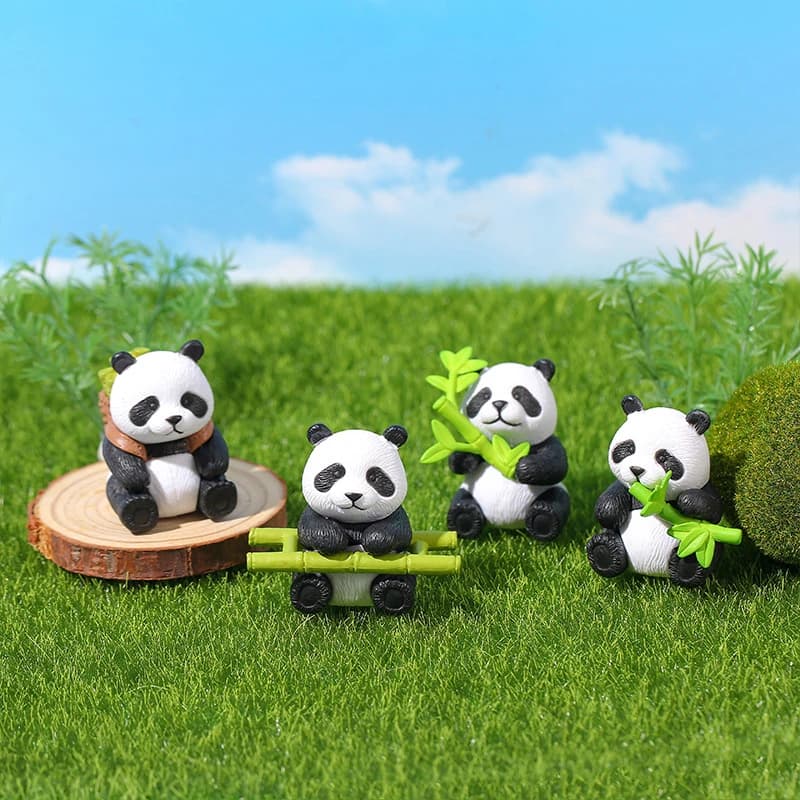 Creative Kawaii Mini Resin Panda Series Figurine Miniature Bonsai Doll House Decoration Accessories For Children Gift Toys - 4