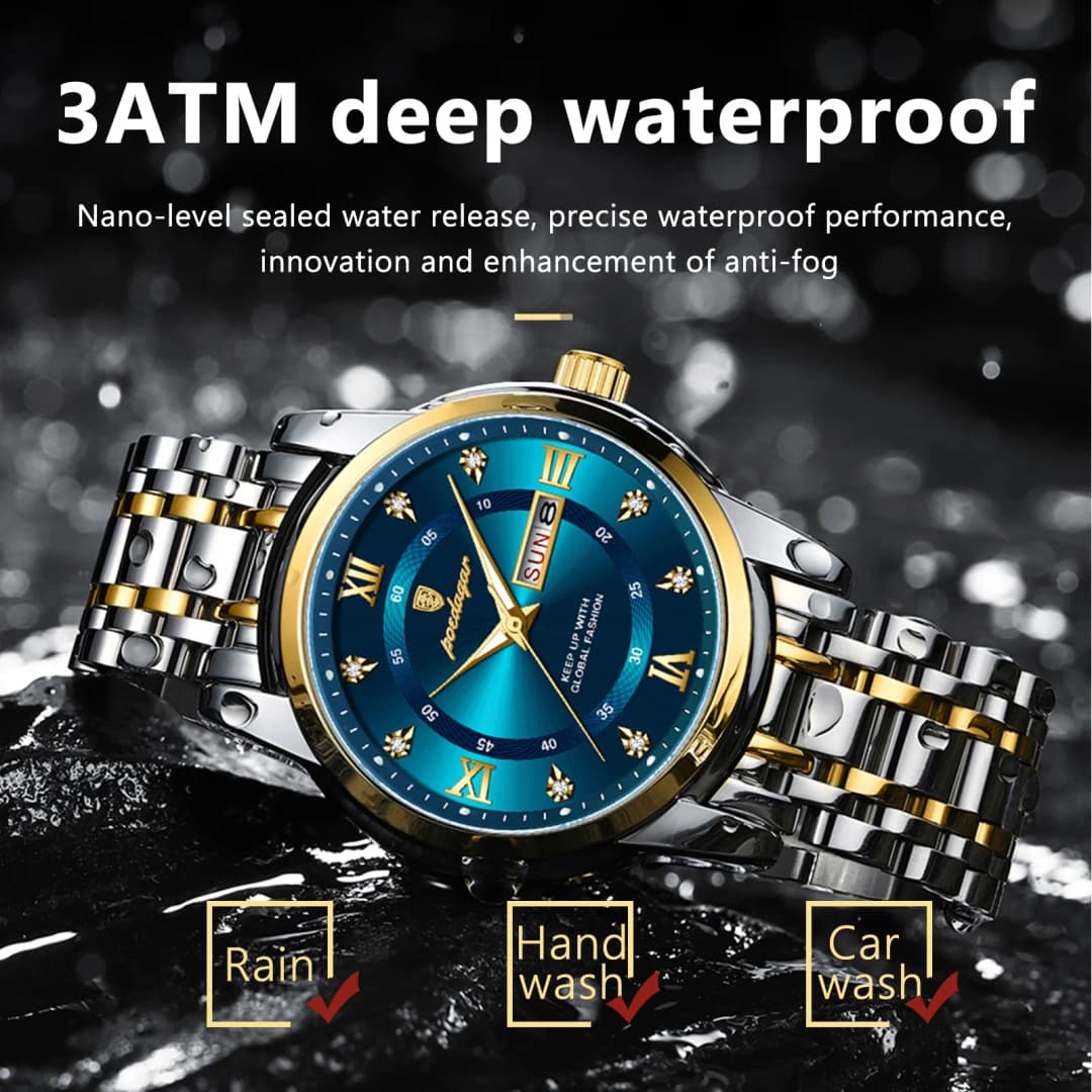 POEDAGAR Luxury Watch for Man Elegant Date Week Waterproof Luminous Men Watch Quartz Stainless Steel Sports Men's Watches reloj - 2