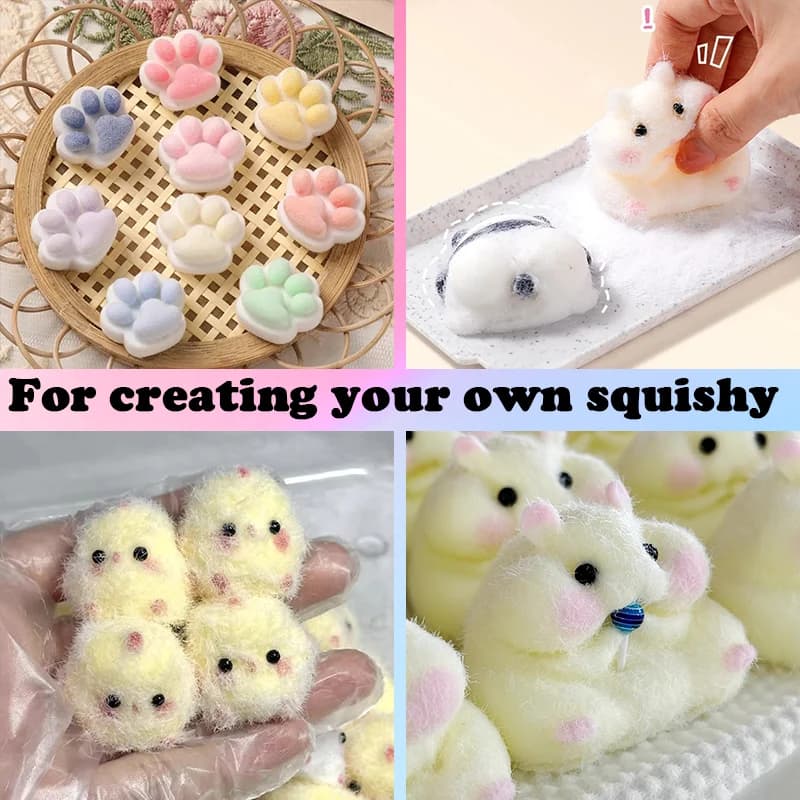 Taba Squishy Kit Liquid Silicone Gel Super Soft Squishy Kit 1:1 AB Ratio Resin Silicone for Molding Hamsters Cat Paws DIY - 6