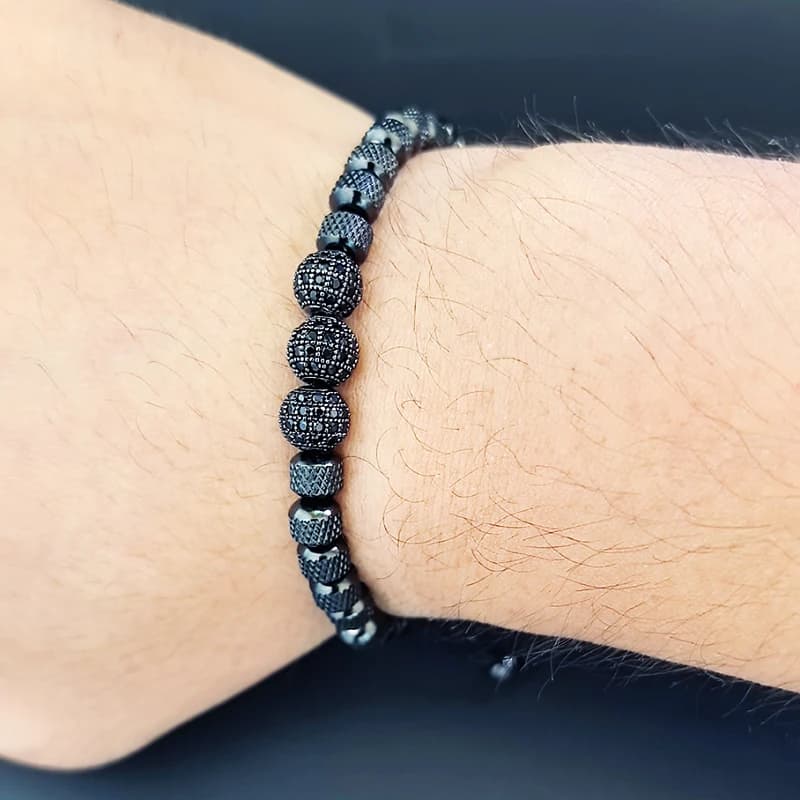 أساور رجالية فاخرة بكرة تشيكوسلوفاكيا الملكية من الفولاذ المقاوم للصدأ خرز اليد مجوهرات هدية للصبي - 5