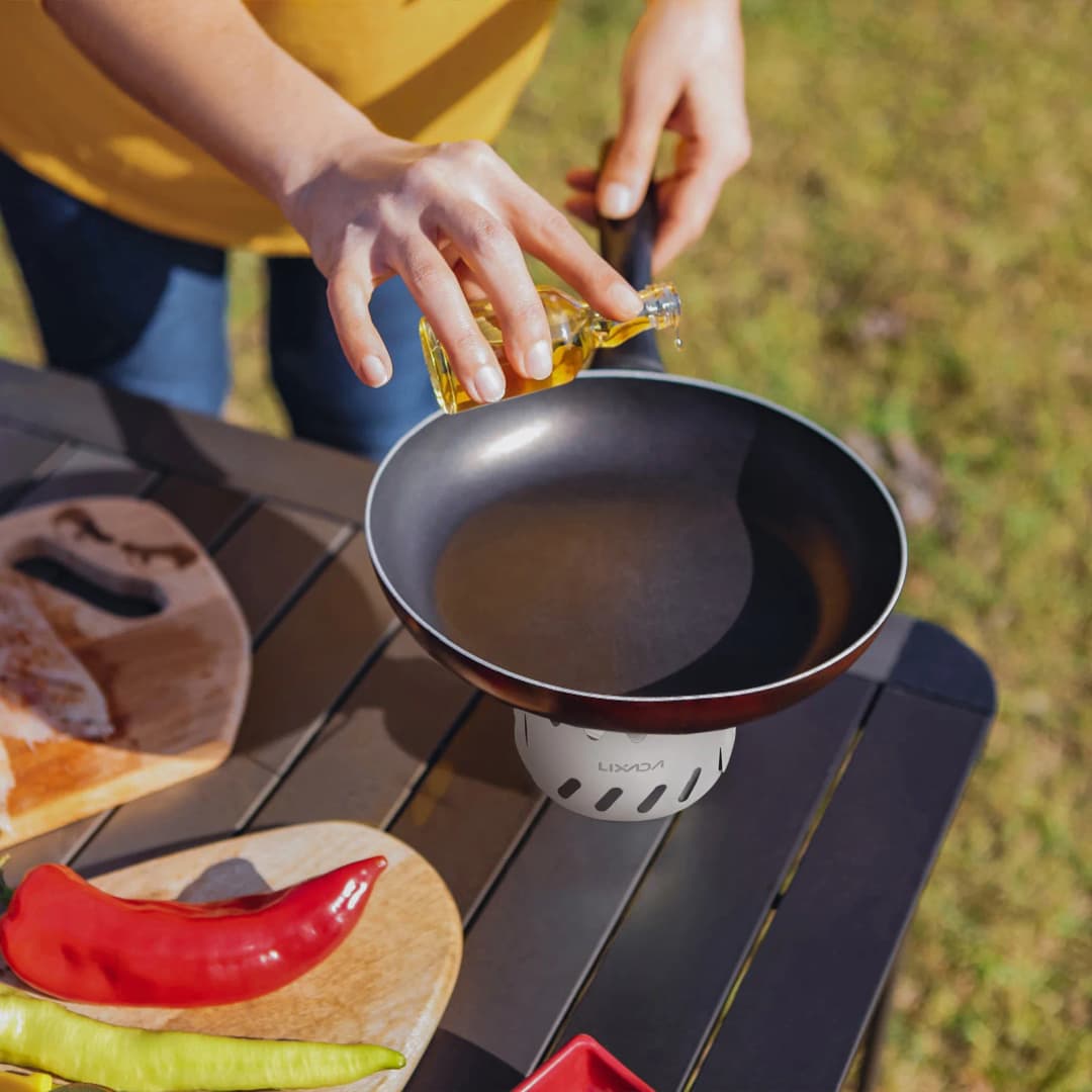 Lixada Mini Backpacking Stove 100ml Aluminum Alcohol Burner w Lid/Cross Stand/Windshield Portable Camp Stove for Camp Survival - 6