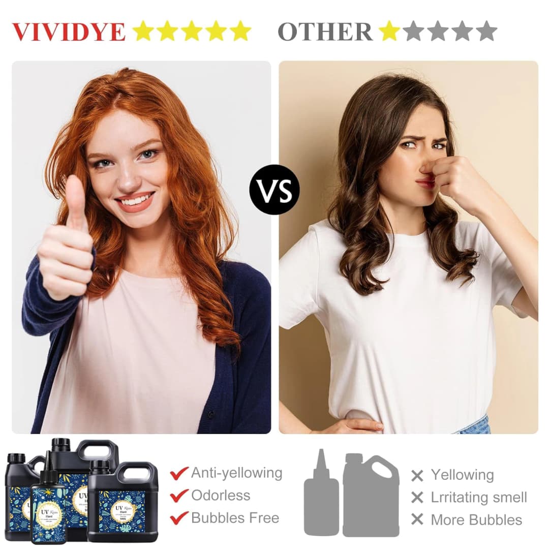 مجموعة راتنج UV مع مصباح UV - 7.05 أونصة/1.1 رطل راتنج UV شفاف، تجفيف سريع وصلب لصناعة المجوهرات اليدوية - 2