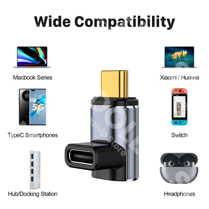 Elbow USB4.0 Thunderbolt3 40Gbps Magnetic Adapter USB C to C 100W Fast Charging Magnet Converter Cable 8K@60Hz USB TypeC Adapter - 5