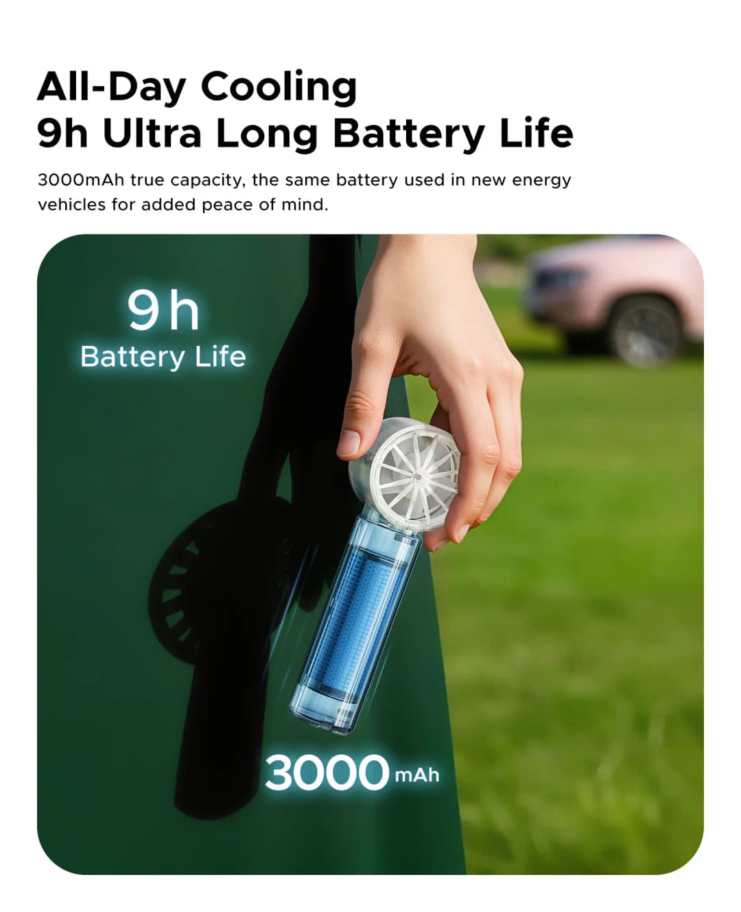 ORICO Portable High Speed Cooling Handheld Fan 3000mAh Rechargeable 120 Wind Speeds Adjustable Mini Foldable Air TEC Cooling - 5