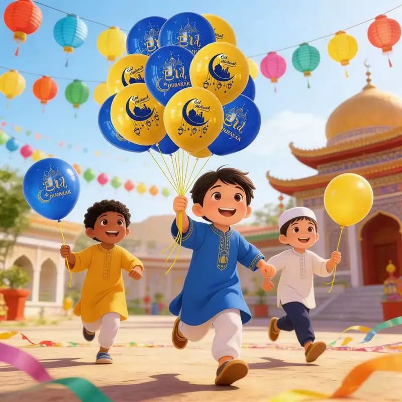 عيد مبارك ليد القمر نجمة قلعة راية بالون رمضان الديكور الإسلام مسلم مهرجان حزب الإمدادات كريم الأضحى الديكور - 4