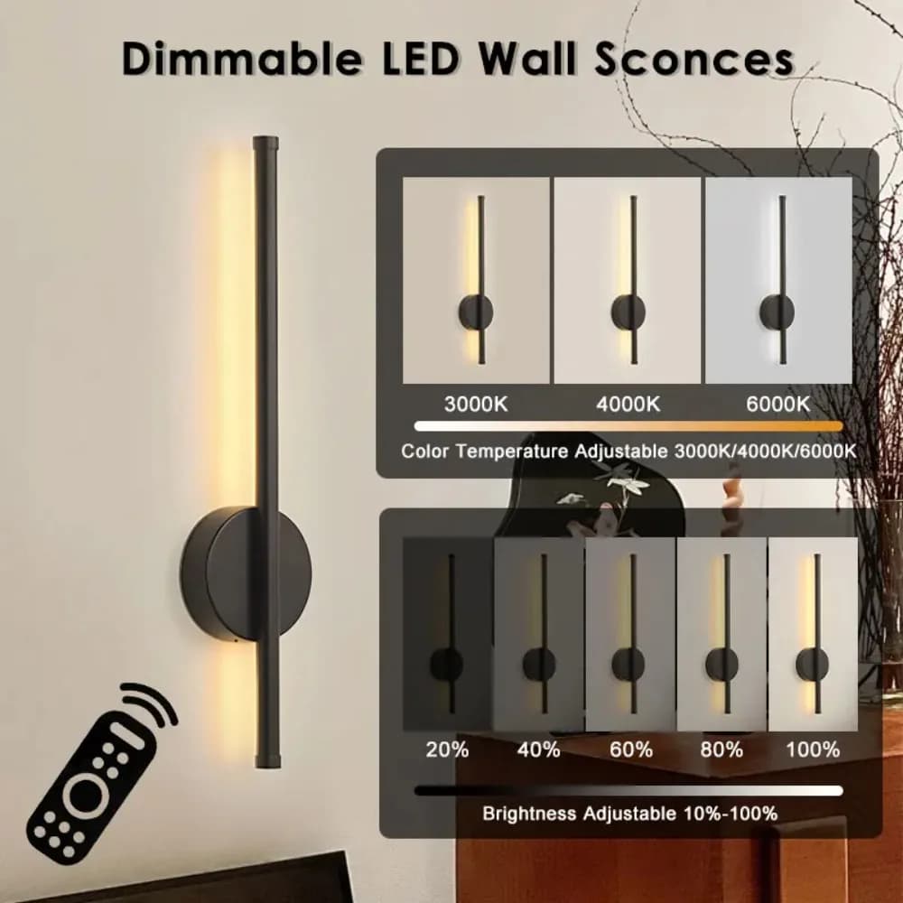 Magnetic Rechargeable 50 Wall Lamp Black Gold For Living Room Bedroom Hallway Study Stairwell Cloakroom LED Lighting Wiring Free - 6