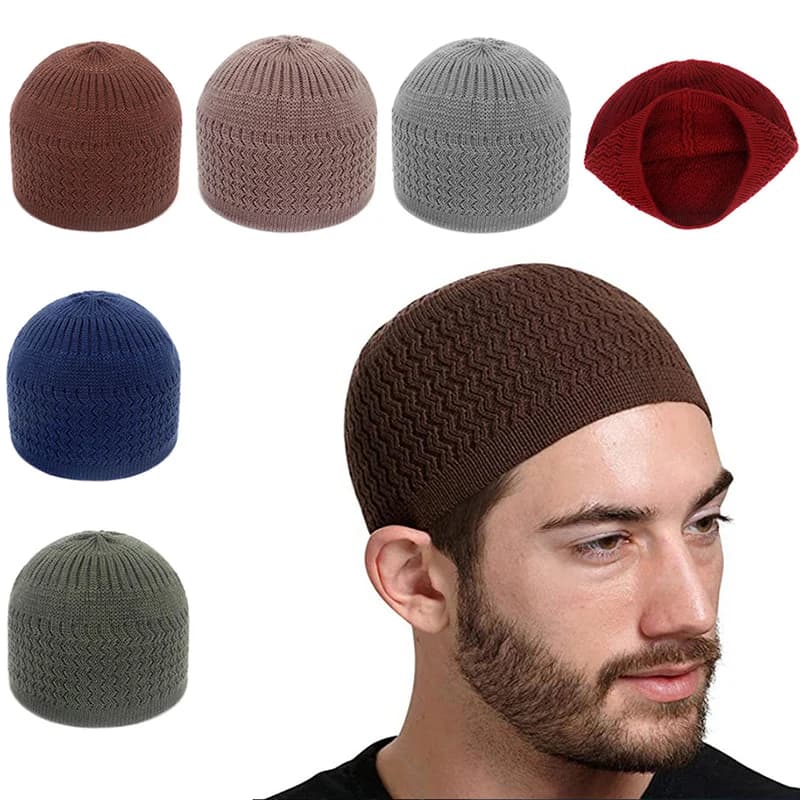 قبعة صلاة محبوكة للرجال والنساء، قبعة شتوية دافئة، إسلامية لرمضان - 3