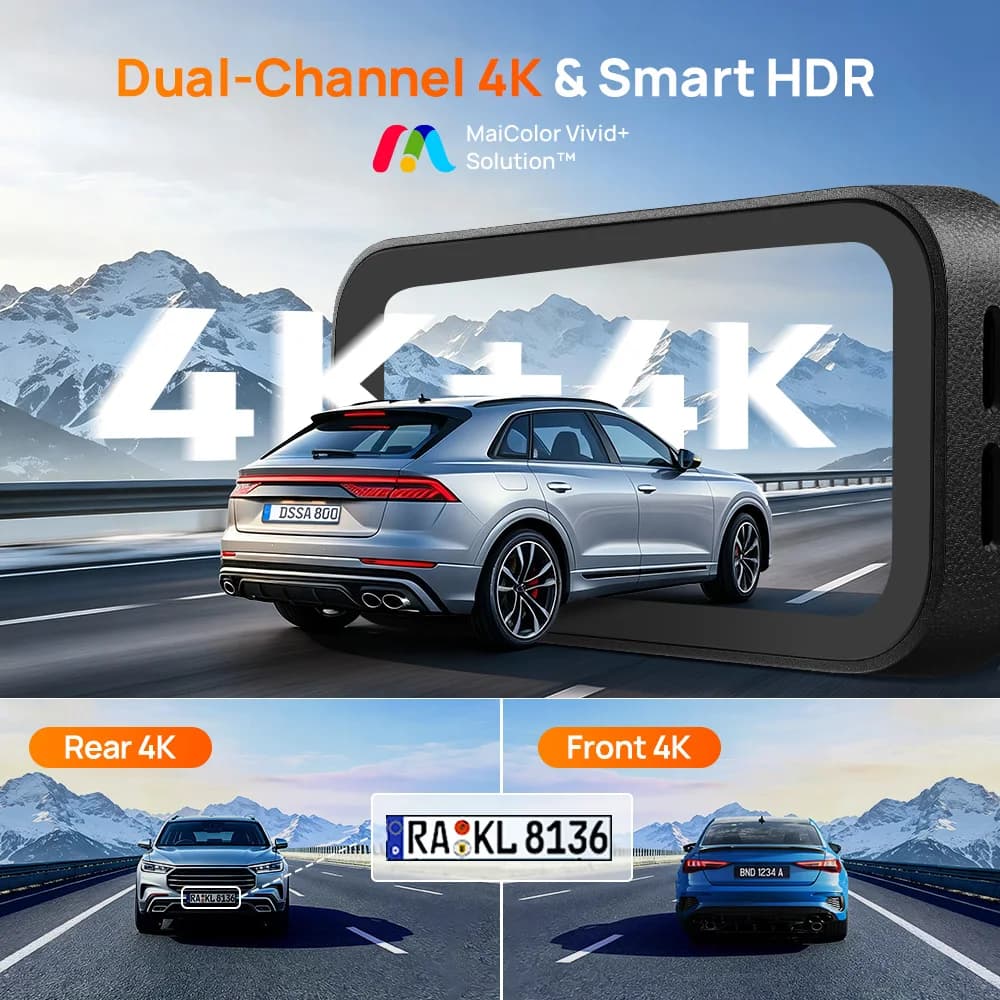 【إصدار جديد 17 أغسطس】كاميرا 70mai A900 مزدوجة بدقة 4K حقيقية مع HDR مزدوج ومكثف فائق وGPS وتنبيه الإرهاق والتحكم الصوتي و4G LTE وWi-Fi 6 - 3