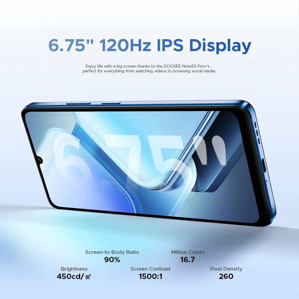الإصدار العالمي DOOGEE Note59 Pro+ هاتف ذكي 5G بنظام أندرويد 15 وبطارية 6250 مللي أمبير وشاشة 6.75 بوصة بمعدل تحديث 120 هرتز وذاكرة 12 جيجابايت و512 جيجابايت وكاميرا ذكاء اصطناعي - 4