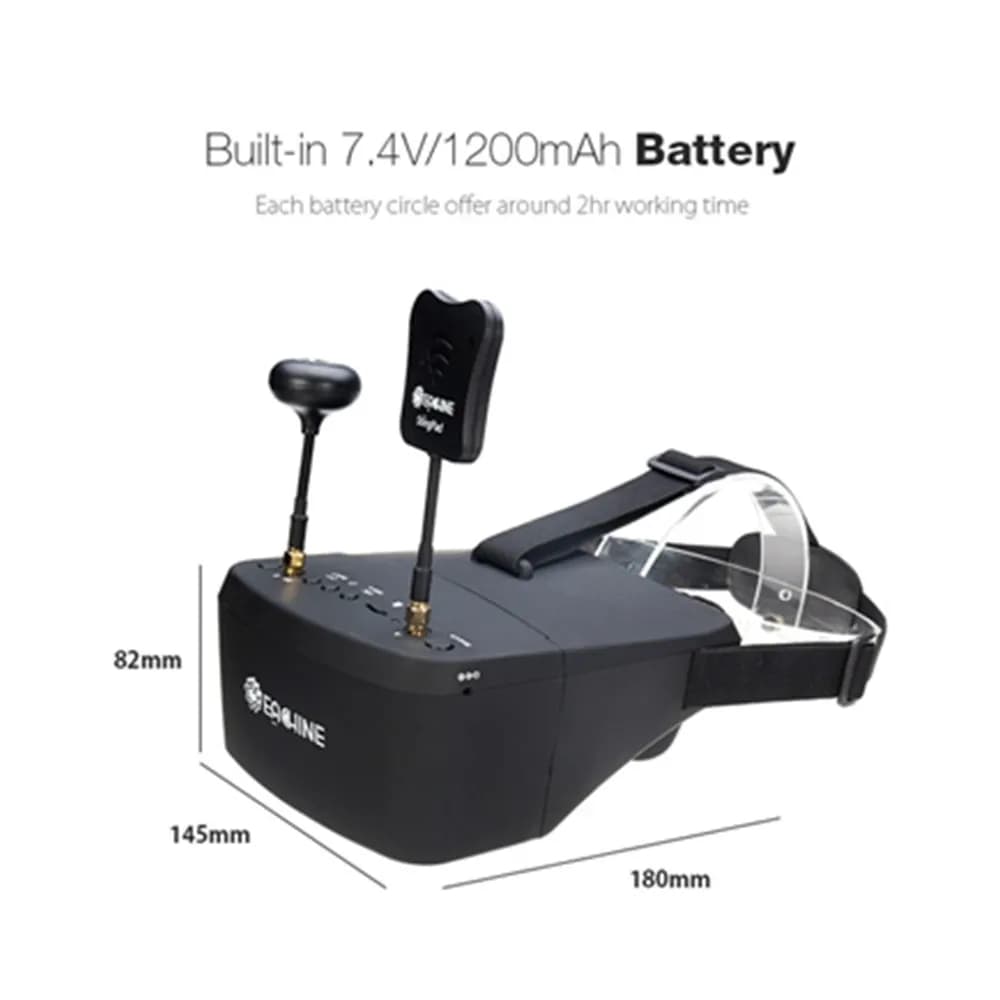 نظارة فيديو Eachine EV800D، 5.8G، 40 قناة، 5 بوصة، 800*480، نظارة FPV بتنوع HD DVR مع بطارية لنماذج RC - 4