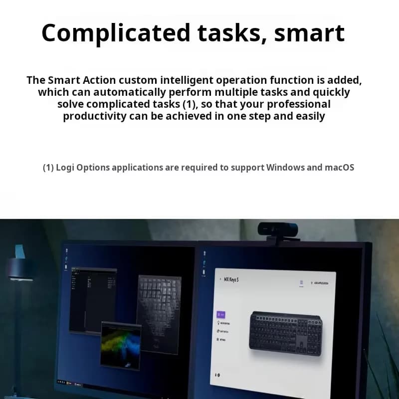 لوحة مفاتيح بلوتوث لاسلكية Logitech MX Keys S، لوحة مفاتيح مكتبية، رقيقة للغاية بحجم كامل، إضاءة خلفية ذكية، مفاتيح هادئة، محمولة - 4