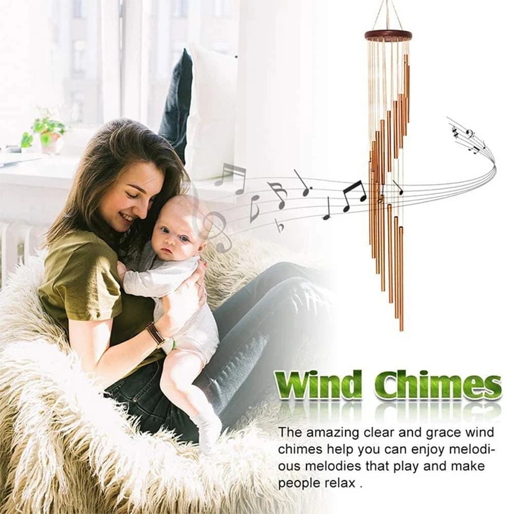 1piece 12 Tubes Aluminum Alloy Wind Chimes with Hook Gold/silver Bells for Outside Home Wedding Party Memorial Decoration Gifts - 3