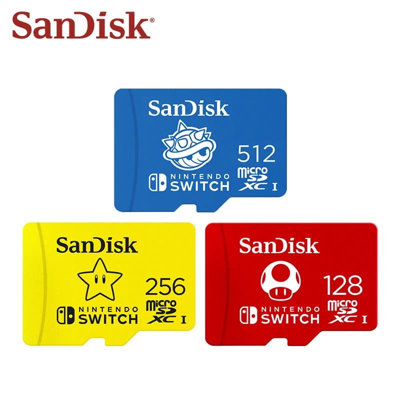 بطاقة ذاكرة سان ديسك الرسمية المرخصة من نينتندو microSDXC UHS-I بسرعة 100 ميجابايت/ثانية و90 ميجابايت/ثانية، سعة 128 جيجابايت و256 جيجابايت و512 جيجابايت لجهاز سويتش OLED لايت - 5