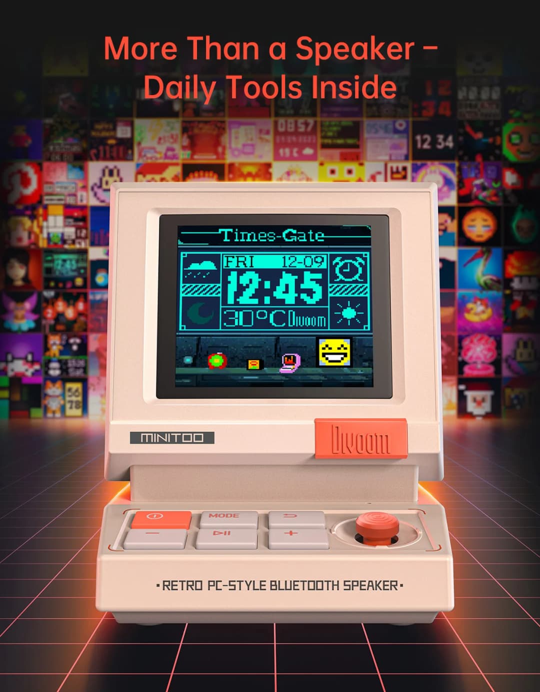 Divoom MiniToo Retro Bluetooth Speaker Portable Pixel Display Music Box Retro Computer Style Speaker Gift - 5