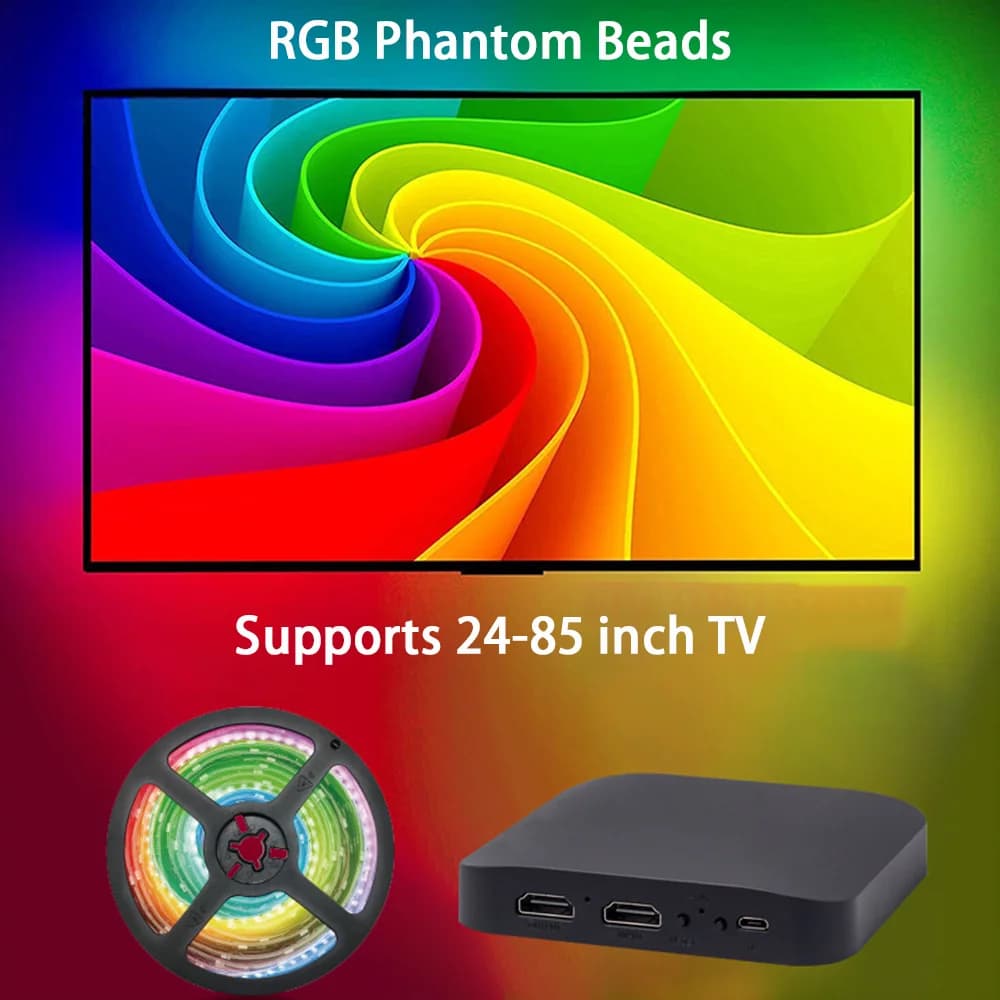 Smart Ambient TV Led Backlight 4K 1.4 2.0 HDMI Device Sync Box And WS2812B 5050 RGBIC Strip Light Kit For 24-65 Inch PC PS4 XBOX - 4