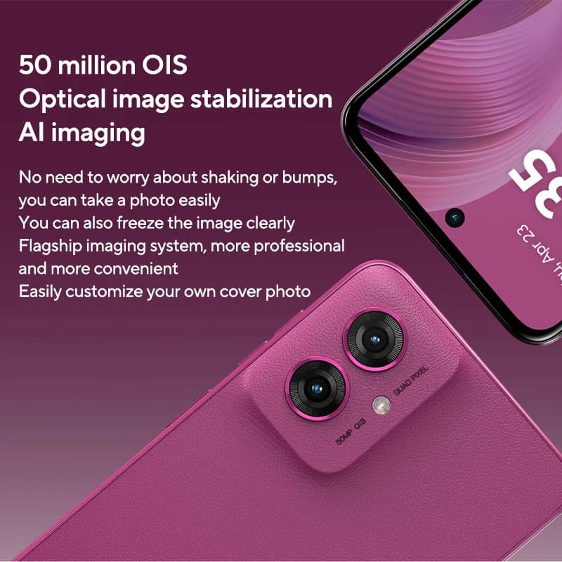 هاتف Motorola MOTO G55 الذكي شاشة 6.5 بوصة 120Hz روم عالمي معالج MediaTek Dimensity 7025 سعة 256GB كاميرا 50MP بطارية 5000mAh - 5