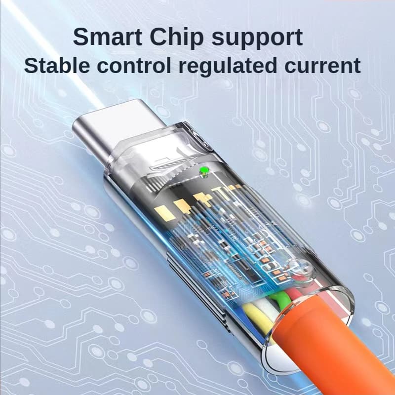 3 كابلات يو اس بي نوع سي سيليكون سائل 120 واط شحن سريع - متوافقة مع شاومي وهواوي وسامسونج - 5