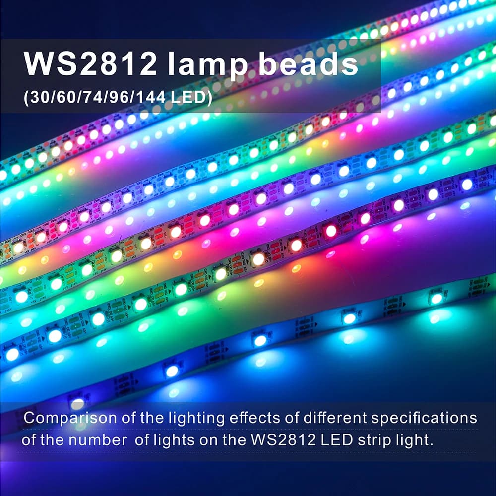 شريط ليد WS2812B 5V 30/60/74/96/144 ليد ذكي شريط بكسل RGB لوحة دوائر سوداء/بيضاء IP30/65/67 WS2811 IC إضاءة ليد 1م/2م/3م/4م/5م - 3