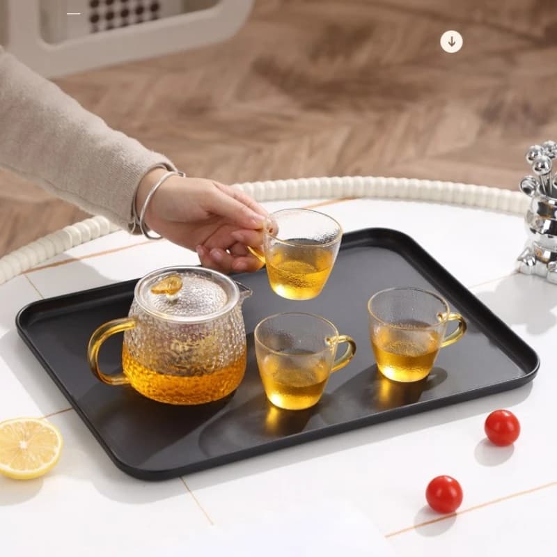 صينية تقديم مستطيلة سوداء عالية التحمل - سطح غير قابل للانزلاق، درجة تجارية للمطاعم والفنادق والمقاهي والوجبات السريعة - 6