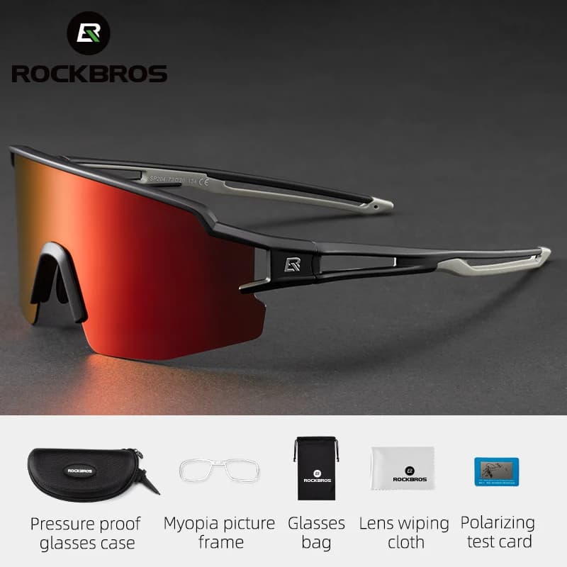 نظارات دراجات من ROCKBROS بإطار لقصر النظر وعدسات مستقطبة، نظارات واقية للدراجات، نظارات شمسية للرياضات الخارجية UV400