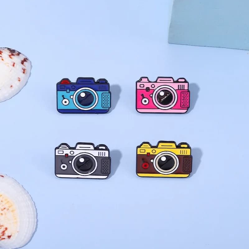 رائعة اللون كاميرا بروش VCR بروش السفر في الهواء الطلق سلسلة سبيكة الملابس والاكسسوارات على ظهره بروش شارة دبابيس التلبيب - 2