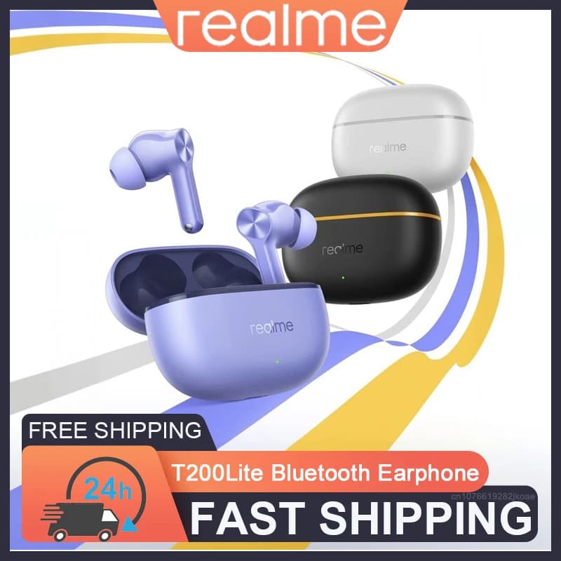 سماعات Realme Buds T200 لايت TWS بلوتوث 5.4 لاسلكية عزل ضوضاء مكالمات الذكاء الاصطناعي سماعات رأس ستيريو هاي فاي