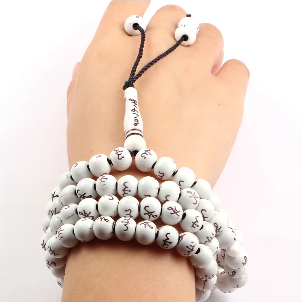 سوار خرز 8 مم مع شرابة، قلادة صلاة مسلمة 99 حبة، مجوهرات تأمل ويوغا - 4