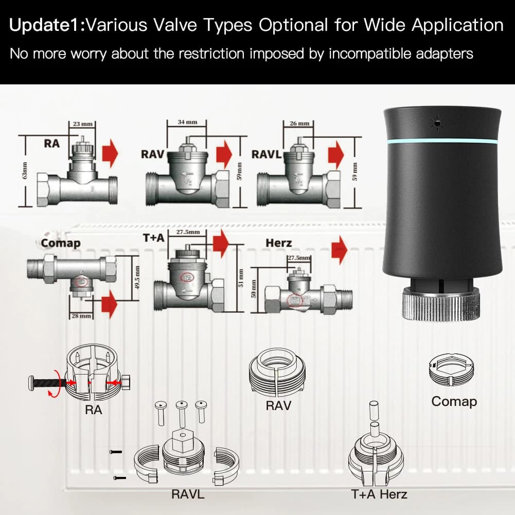 مويس تيا زيغبي3.0 صمام مشغل رادياتير جديد ترموستات ذكي قابل للبرمجة للتحكم في درجة الحرارة مع التحكم الصوتي لأليكسا - 3