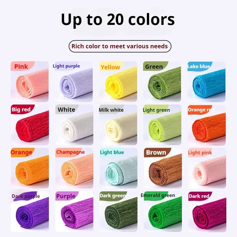 Crinkled Crepe Paper Flower Kit 20Color 250x50cm Diy Paper Streamer Scrapbooking Origami Craft Party Decoration Packing Material - 4