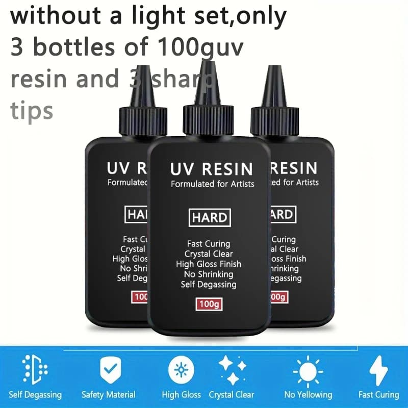 راتنج UV صلب شفاف تركيبة محسنة راتنج علاج سريع بالأشعة فوق البنفسجية لصنع المجوهرات، راتنج شفاف صلب علاج شمسي - 3