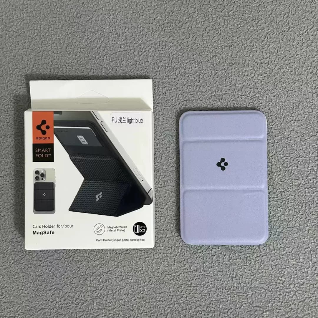 Original Spigen Leather Fold Magnetic Matte Wallet Card Holder For Magsafe Card Bracket For iPhone 17 16 15 14 13 Pro Max Air