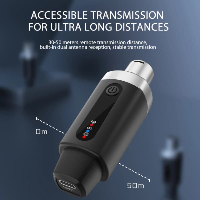 2.4g XLR Wireless Microphone System Transmitter and Receiver Suitable For Dynamic Microphones and 5V Condenser Microphones(M-04) - 5