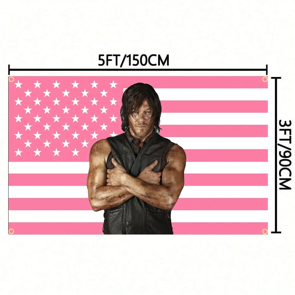 3X5FT Norman Reeduss Flag Daryl Dixo Flag Pink American Flag The Walking Dead Poster Wall Hanging Tapestry  Boho Decor - 3