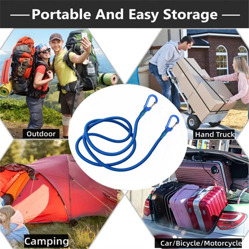 حبل مرن ثقيل الواجب 8 مم، 7 أنواع من الأشرطة المرنة، خطافات المشي، حبال تعبئة الأمتعة، إكسسوارات التخييم - 6