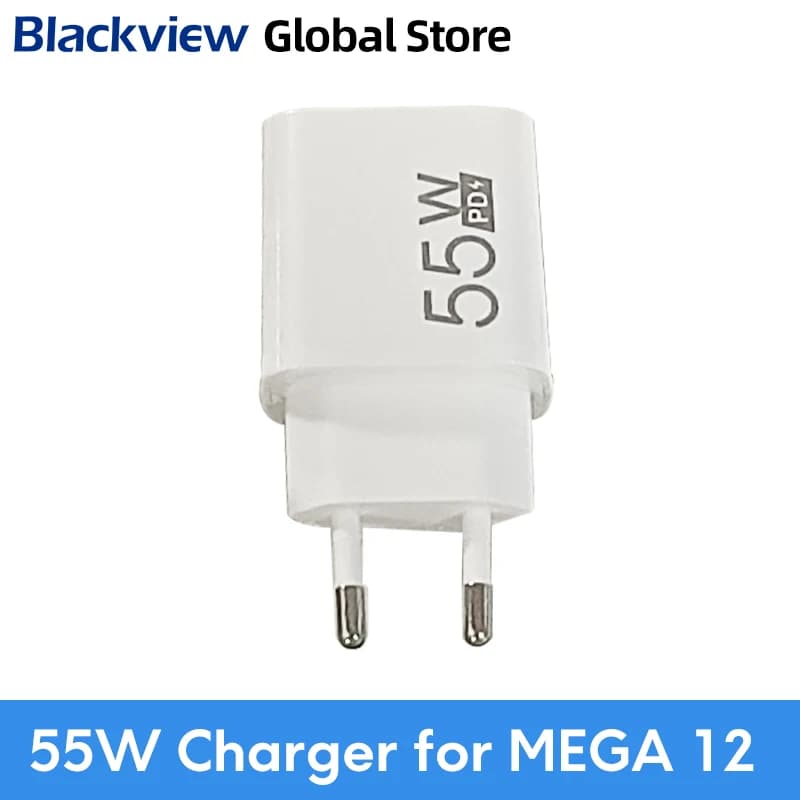 شاحن Blackview الأصلي الأوروبي 55 واط محول شحن Type-C لجهاز Blackview MEGA 12 اللوحي