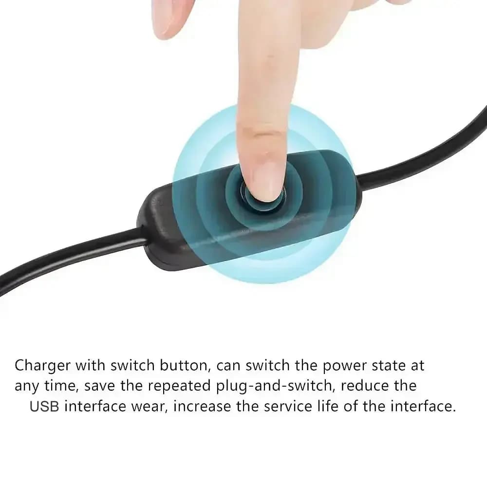 كابل تمديد يو اس بي ذكر إلى أنثى 1 متر/2 متر مع مفتاح تشغيل/إيقاف نقل البيانات والشحن لمصباح LED/يو اس بي فلاش/مروحة/شرائط LED وما إلى ذلك - 5