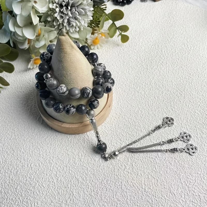 33 10mm map stones Tasbih Arab prayer bracelets, Middle Eastern men and women prayer bracelets rosary beads/car ornaments gifts - 2